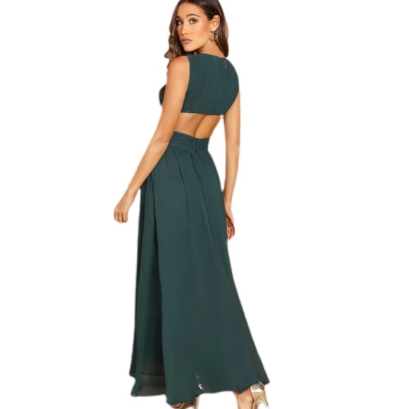 open back ruched top flowy dress